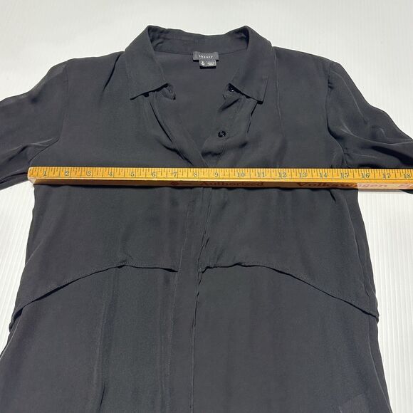 Theory Button Up Shirt Double Layered Rosita Silk Blend Blouse Black Size P XS ? - Picture 9 of 11